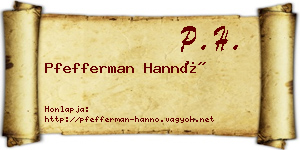 Pfefferman Hannó névjegykártya